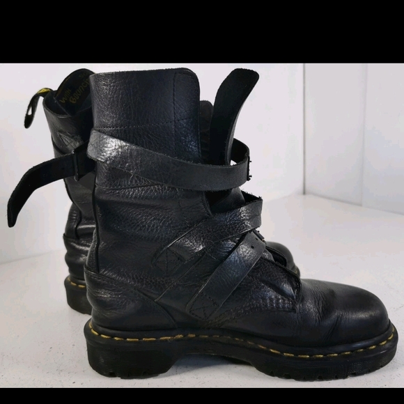 Dr. Martens Shoes - Dr. Martens Black Leather Strapped Combat Boots